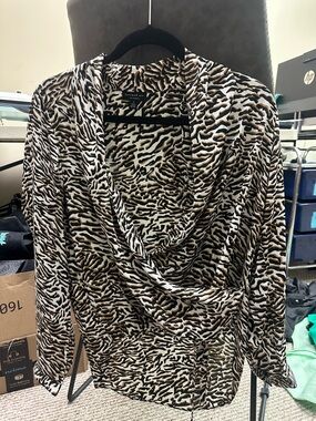 Current Air Zebra-Style Blouse in Black, White & Brown